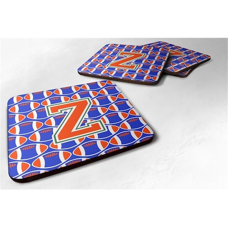 Letter Z Football Green, Blue And Orange Foam Coaster - Set Of 4